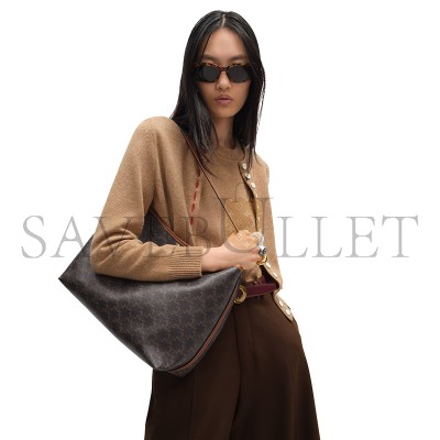 CELINE SOFT SHOPPER BAG IN TRIOMPHE CANVAS AND CALFSKIN 123912GXC.04LU (32.5*24.5*14cm)